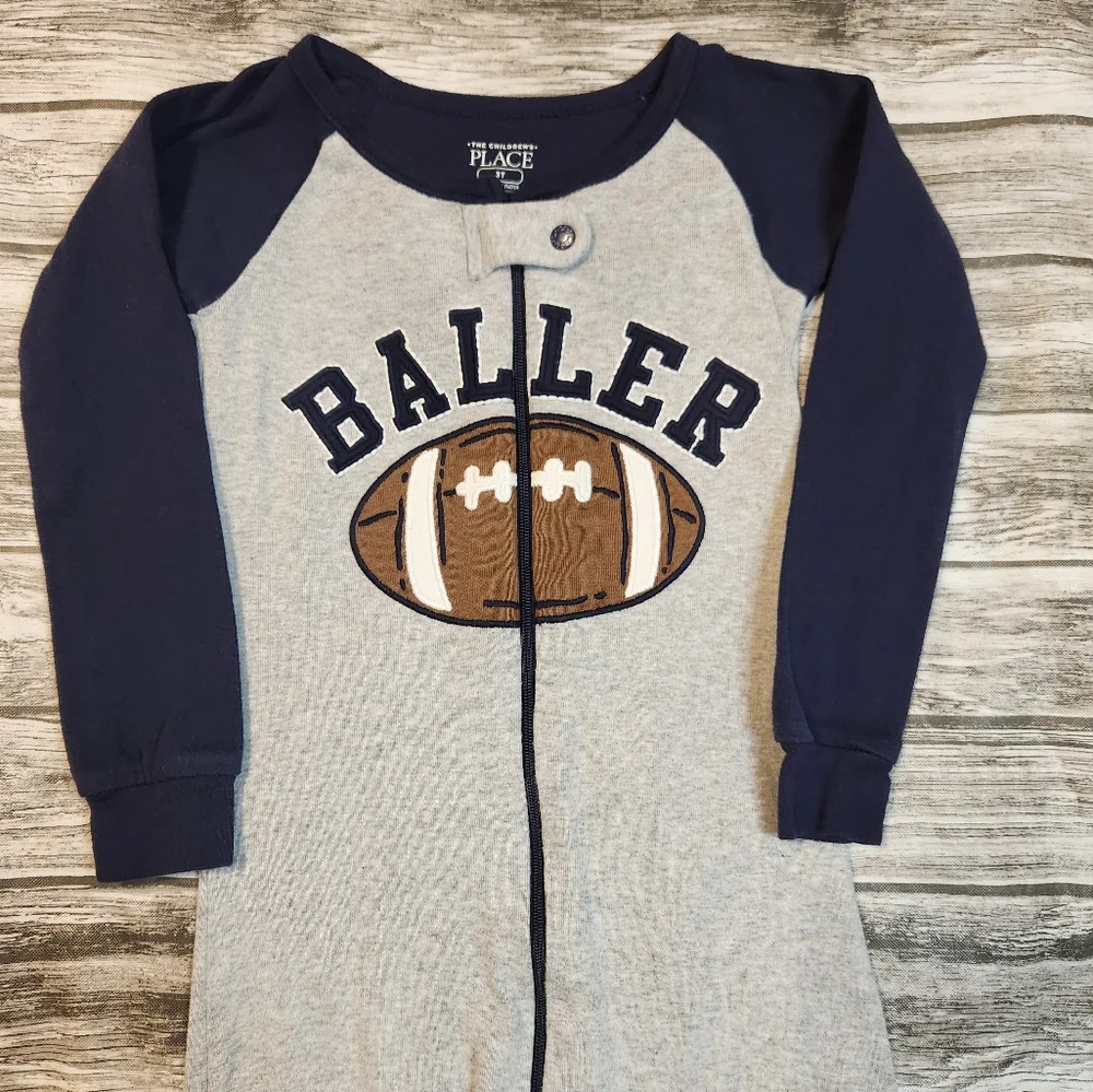 Childrens place football footie pajamas